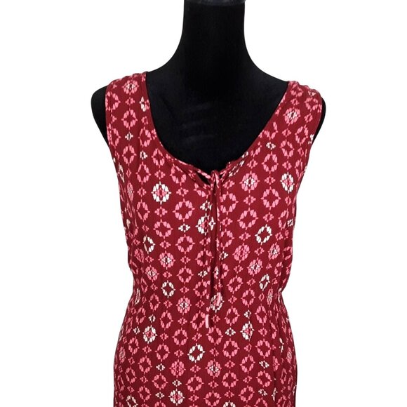 Eddie Bauer Womens Sleeveless Red Floral Dress Size 8 Knee Length Lightweight - Picture 4 of 9